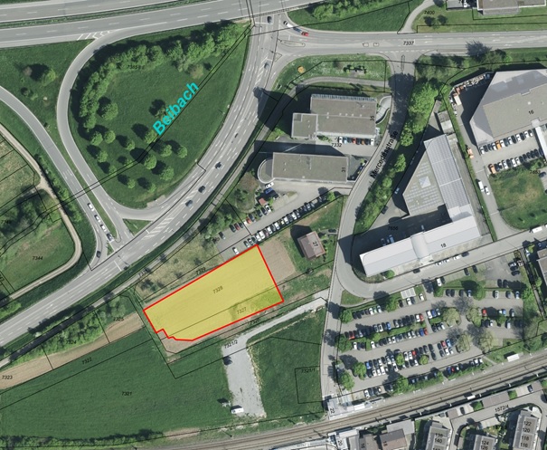 Gewerbebauplatz Schreibaum Verortung Luftbild